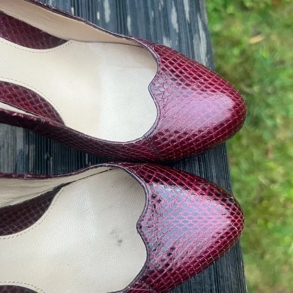 FENDI Burgundy Red Snakeskin Leather Gold Platforms Heels Pumps Rare - Picture 15 of 16